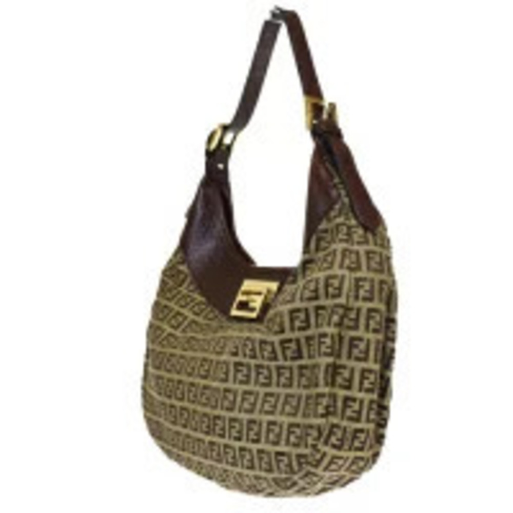 Fendi Shoulder Canvas Bag Zucca Leather Brown